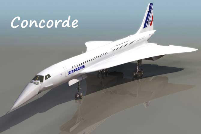 Concord Avion Concorde Air France en aluminium sur socle longueur 31cm 