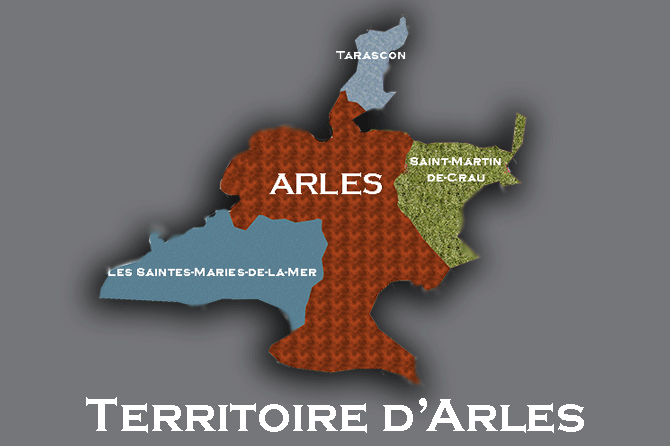 Territoire de la commune d’Arles : situation, superficie, relief, espaces